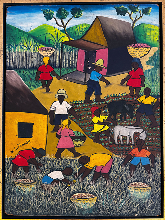 W L Thomas - In The Fields - oil on masonite - 60 x 40 cm