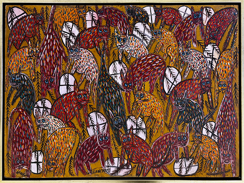 Sisson Blanchard - Yard Cats - Oil on masonite - 61 x 92 cm
