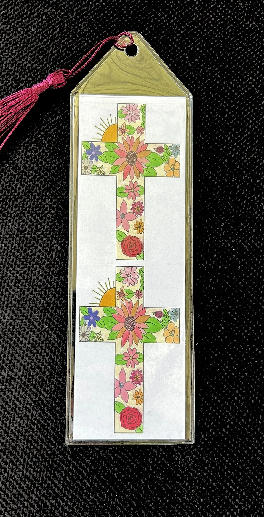 Flowered Cross Christian Bookmark