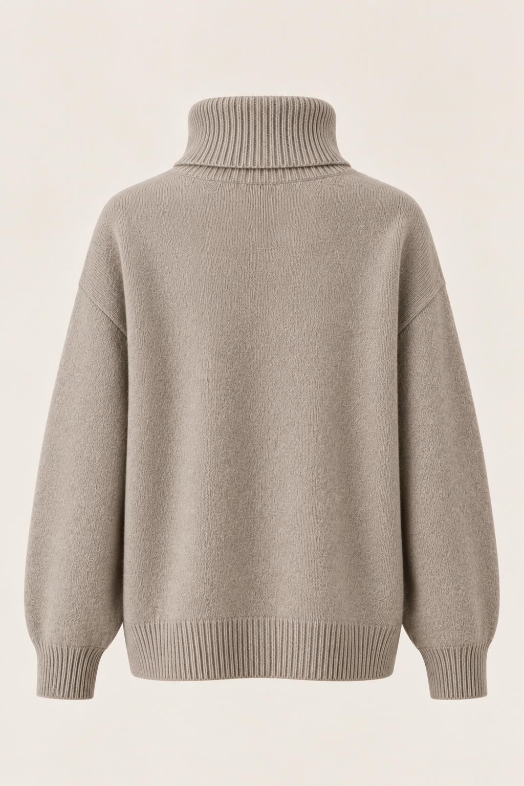 Oversized Taupe Turtleneck Sweater Back View.png