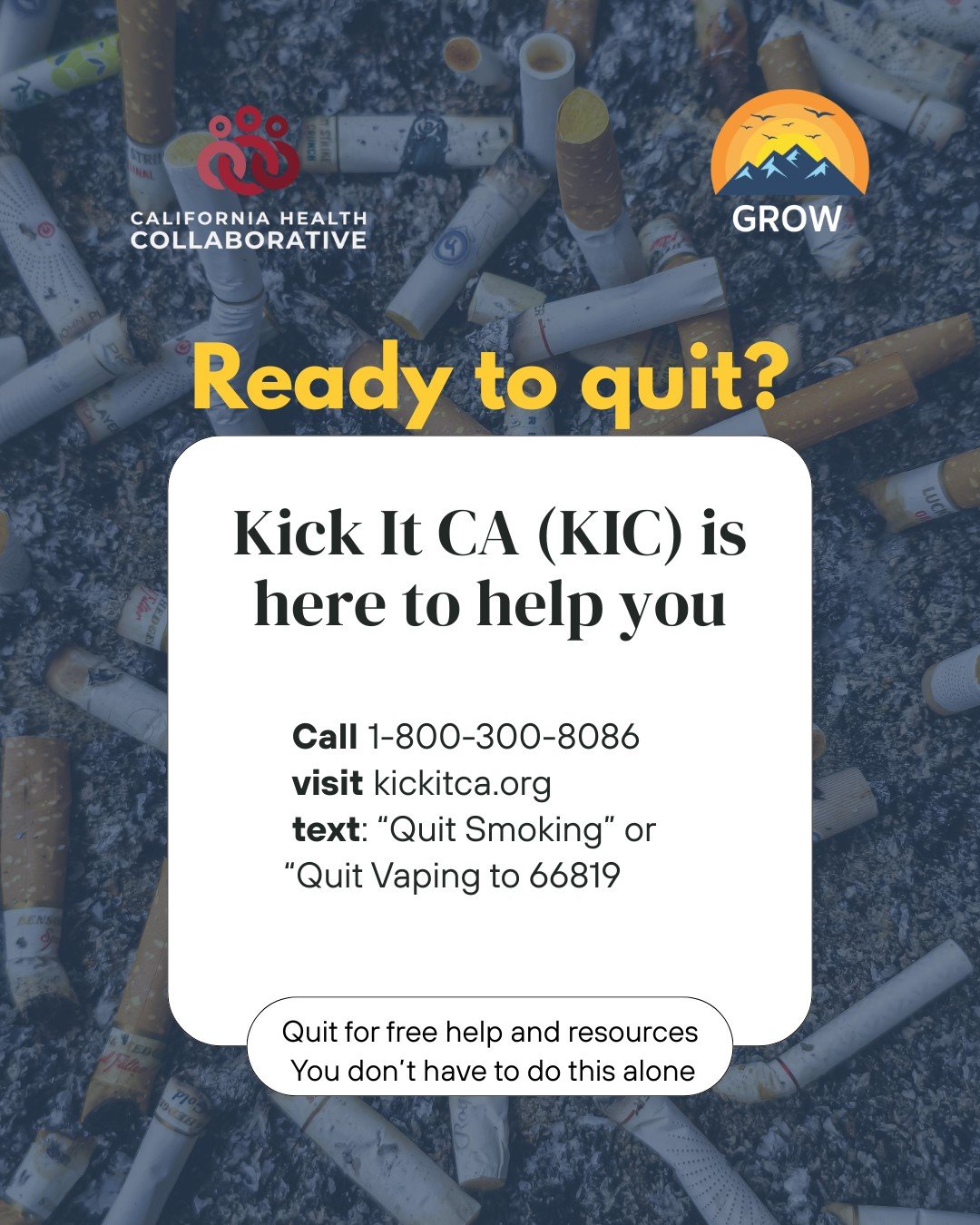 Quitting isn&rsquo;t about being perfect. It&rsquo;s about starting.
 One decision can change your health, your future, and your freedom.
 When you&rsquo;re ready, support is ready for you.

#QuitSmoking #QuitVaping #YouGotThis