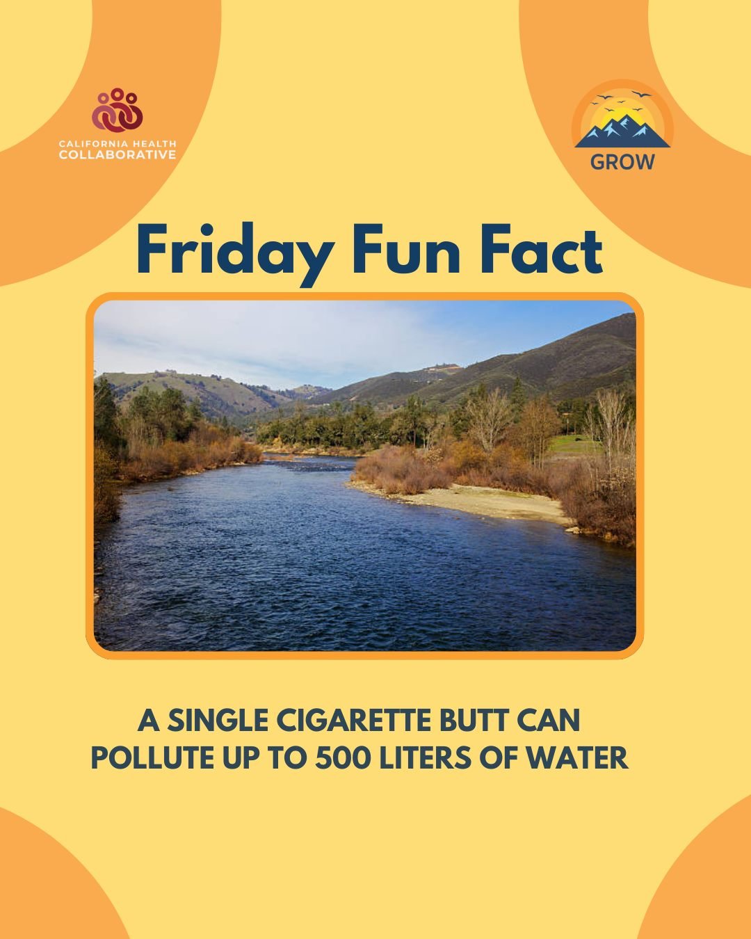 Many cigarettes get dumped as litter and end up in rivers, harming the environment and polluting our waters. Every cigarette you skip helps protect the environment and your health. Make the change today!

free support from Kick It California. 📞 1-80