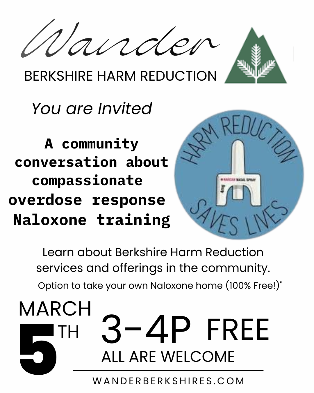 BERKSHIRE HARM REDUCTION COMMUNITY NALOXONE TRAINING