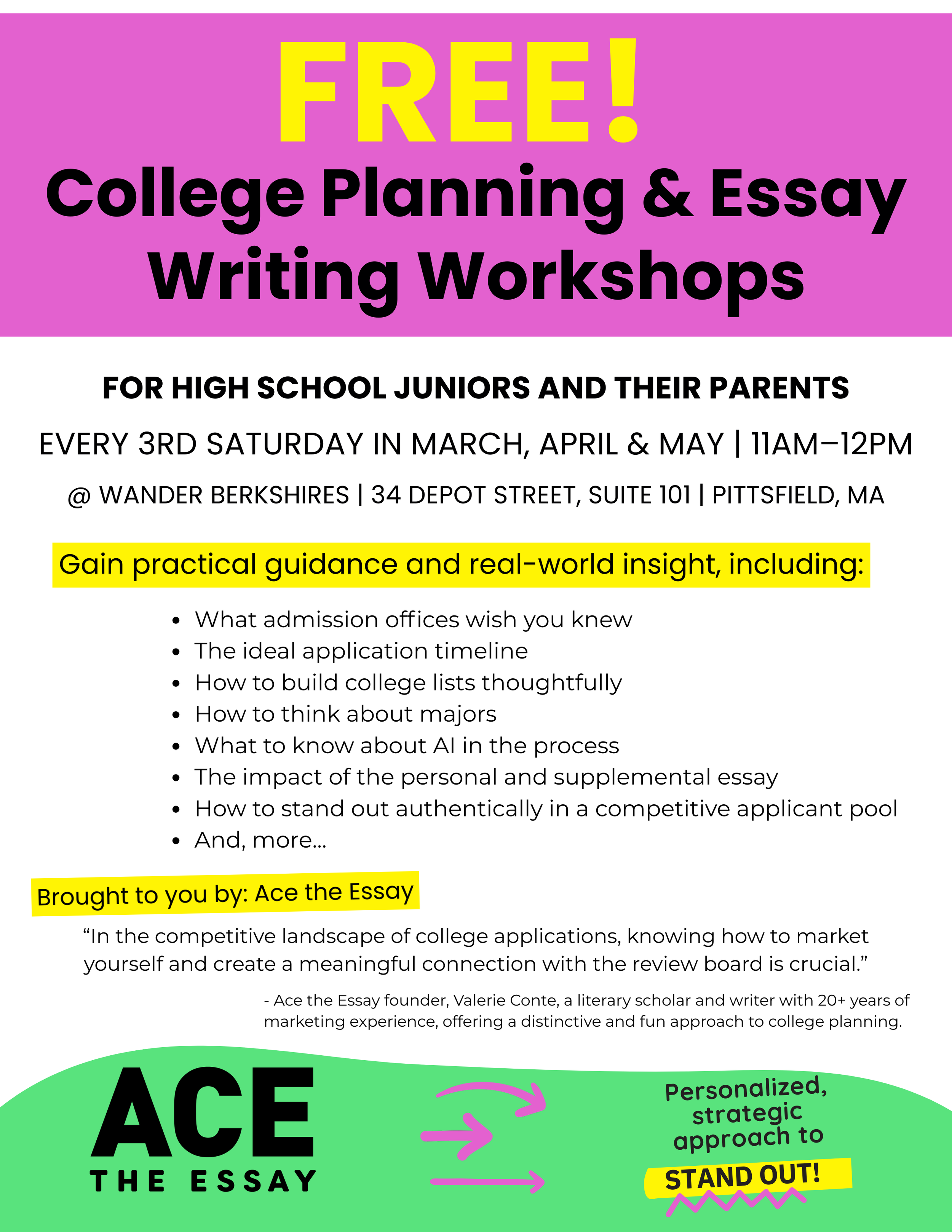 FREE College Planning &amp; Essay Writing Workshops