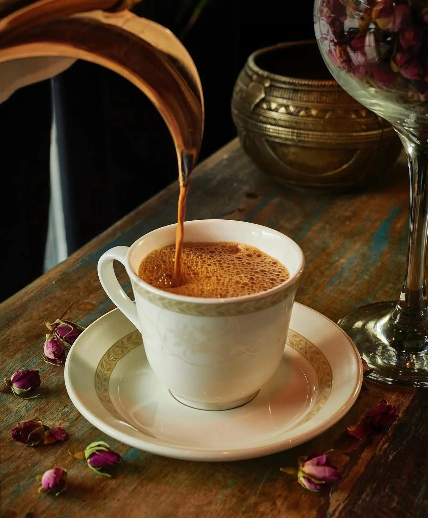 Our true love, a warming cup of Chai. 

A Pakistani tradition &amp; a must try after dinner is our house tea. Made with a blend of fragrant spices such as Cardamom, Cinnamon &amp; Cloves and slow cooked over a gentle heat.