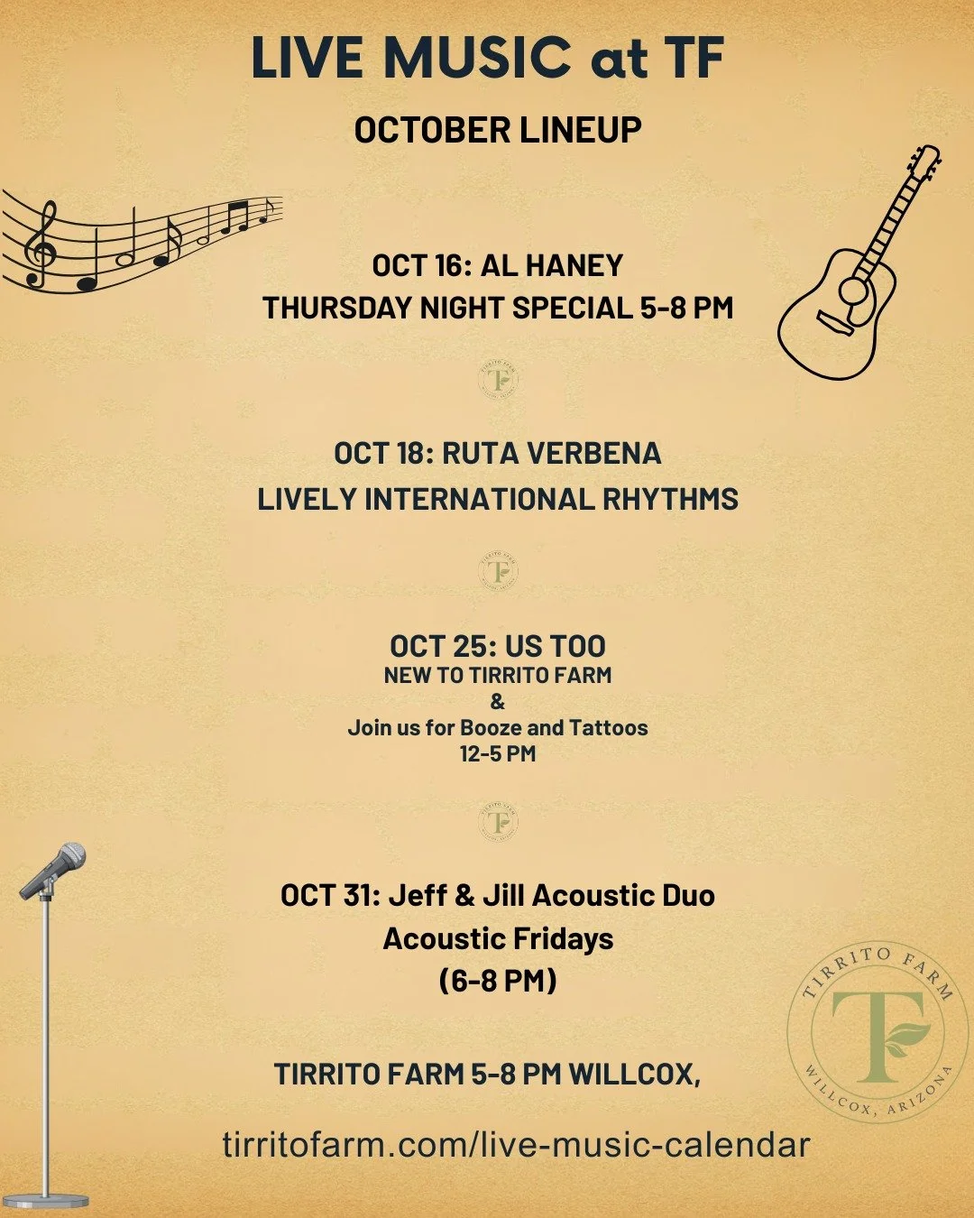 Join us this Thursday for Happy Hour and a special treat, Al Haney and his Sax.  Also this weekend, welcome back Ruta Verbena.  They played for the 1st time over the summer and the house was packed.  So make your reservations now. 

 #tirritowines #l