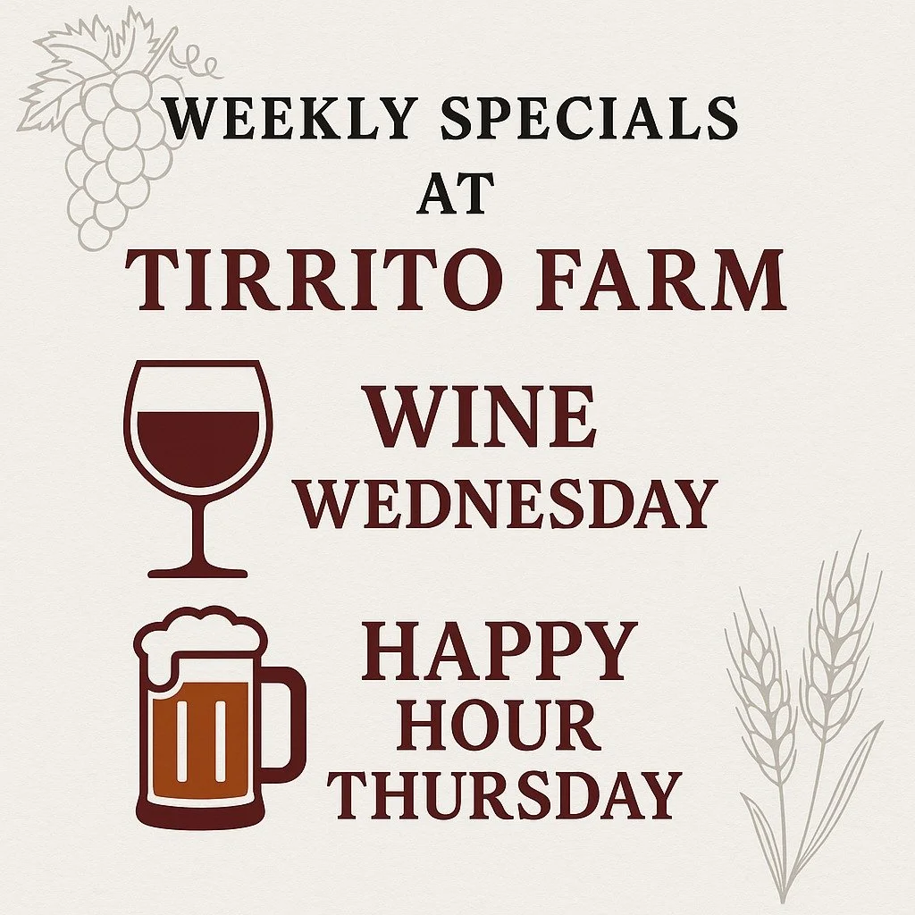 Wine Wednesday
Buy one bottle of wine, get the second (equal or lesser value) at 50% off
Wine flights: $14 (normally $18)
Buy one glass of wine, get your second at 50% off
Lodging Promo: Guests booking a Wednesday night stay receive one free bottle o