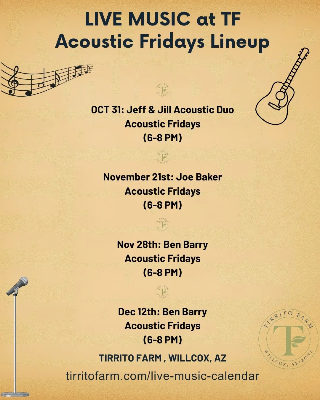 🎶 Something new is starting at Tirrito Farm!
We&rsquo;re kicking off Acoustic Fridays &mdash; our brand-new live music series &mdash; starting tomorrow night!

Come grab a pint, relax under the lights, and help us make this new tradition a success. 