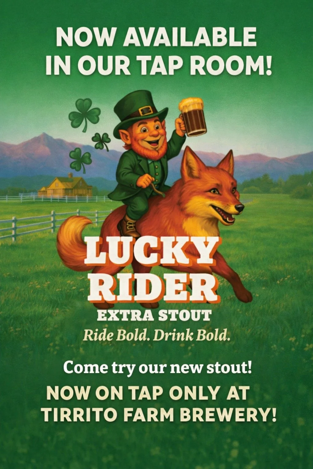 Lucky Rider has officially landed. 🍀🐎
Our bold new Extra Stout is now pouring exclusively in the taproom &mdash; rich, smooth, and built for stout lovers who like a little attitude in their glass.

Ride bold. Drink bold.
Come grab the first pours t