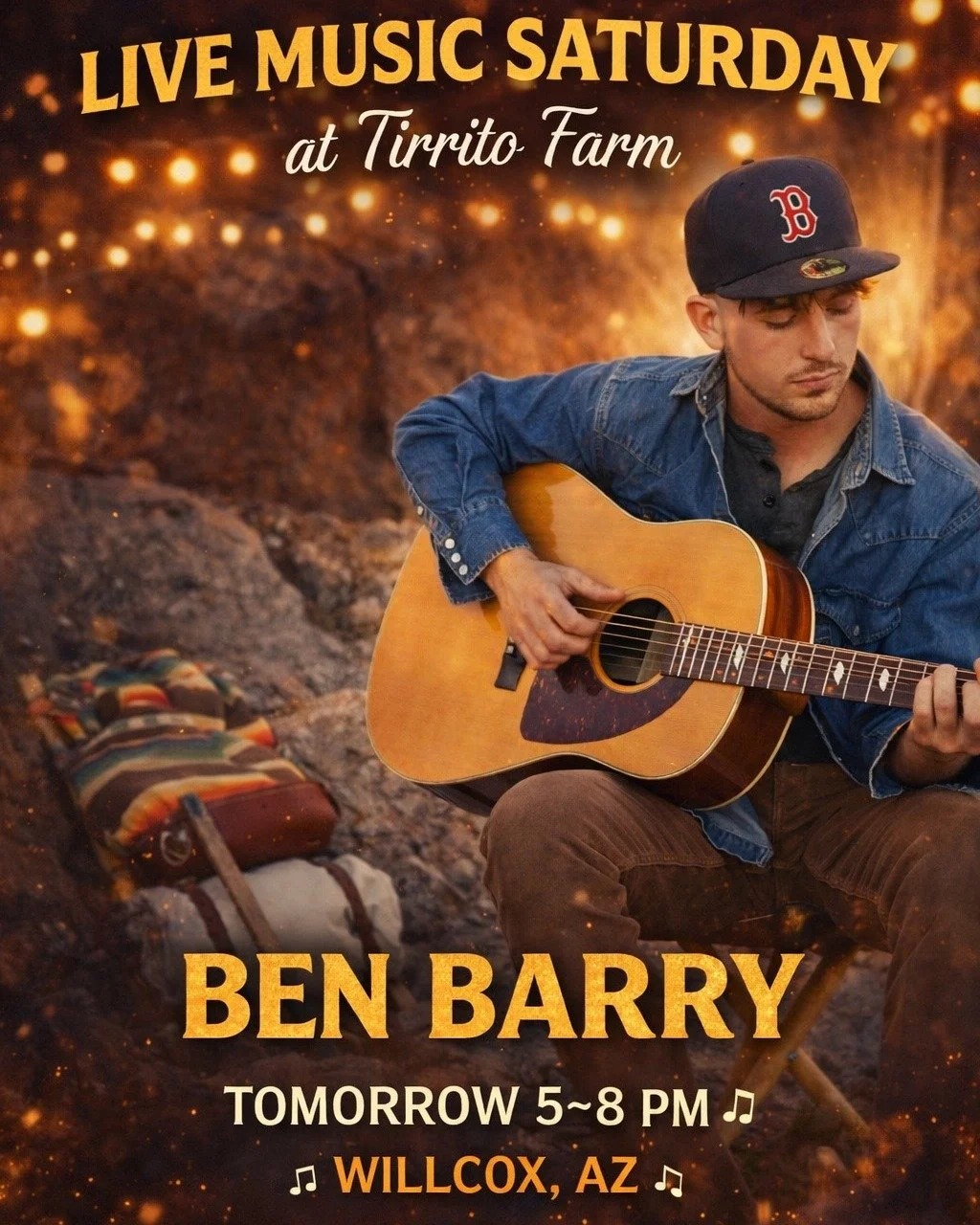 🎶 Live Music Saturday at Tirrito Farm 🎶

Join us tomorrow as Ben Barry returns to the farm for another great night of live music.

Grab a beer, pour a glass of wine, and relax with some great tunes in the perfect farm setting.

⏰ 5&ndash;8 PM
📍 Ti