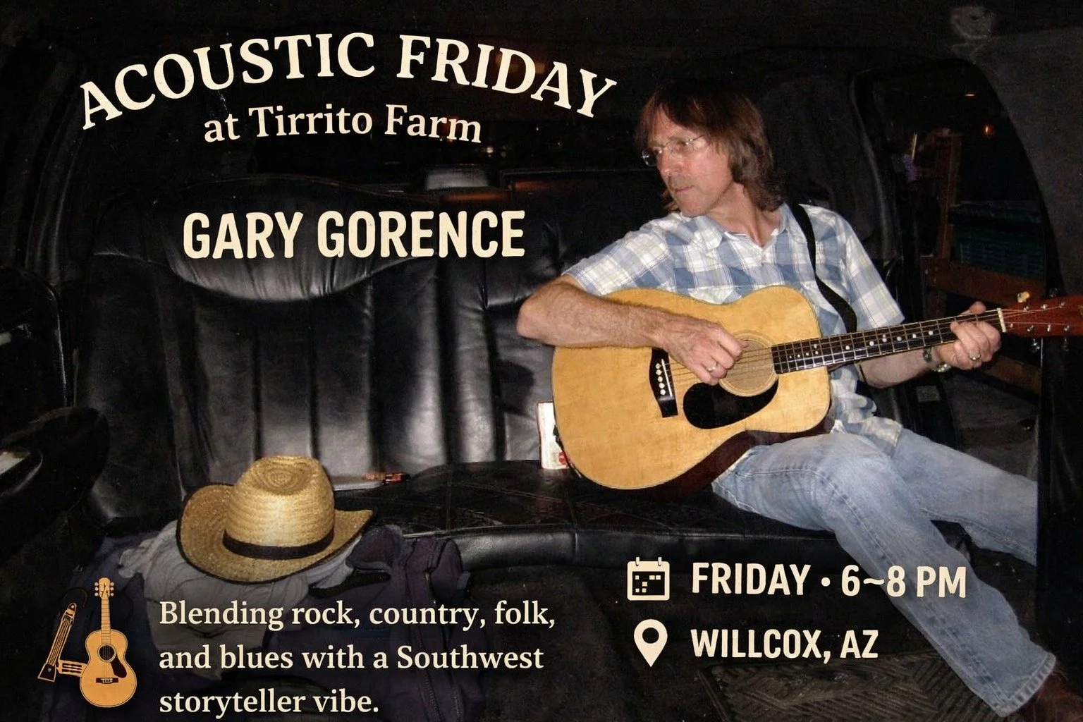 🎶 Acoustic Friday at Tirrito Farm 🎶

Tomorrow night &mdash; kick off the weekend with Gary Gorence live at the farm.

Smooth acoustic vibes, a little rock, a little country, and the kind of music that just fits with a glass of wine or a cold beer a