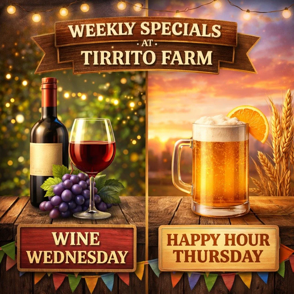 Midweek plans = handled 🍷🍺

Wine Wednesday + Happy Hour Thursday

Two chances every week to get out of the house and onto the farm.

Drinks, food, and a good reason not to cook.

 #AcousticFriday #tirritowines #livemusicsaturdays #livemusicsaturday