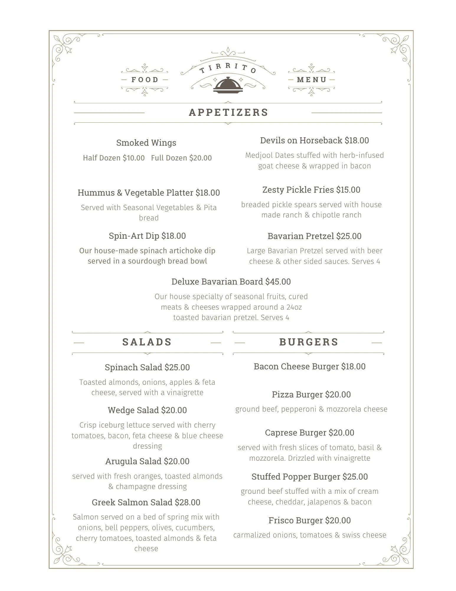 Big change at Tirrito Farm &mdash; and honestly, a really good one.

We&rsquo;ve simplified the menu into one full-service experience available Wednesday through Sunday. No more switching between daytime and evening menus, no more &ldquo;wait, can I 