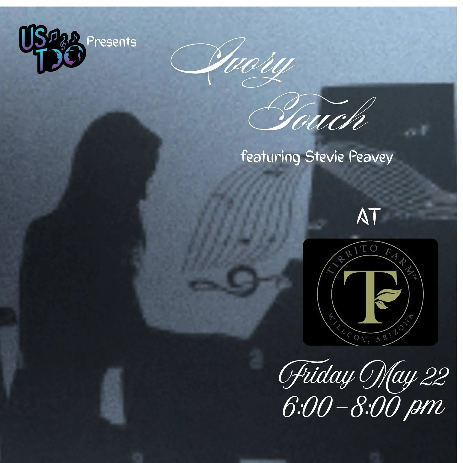 🎶 Join us Friday night at Tirrito Farm for a special evening with Ivory Touch featuring Stevie Peavey.

Smooth vocals, elegant piano, and a relaxed atmosphere make this the perfect way to unwind on the farm. 🍷🎹

Grab a glass of wine, enjoy dinner,