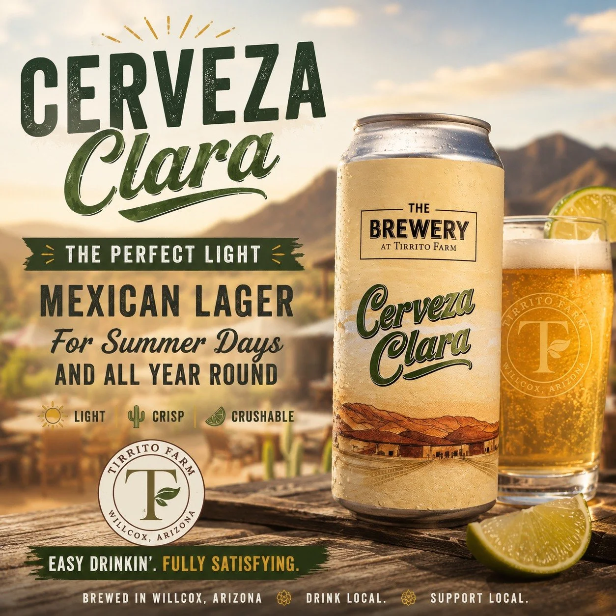 Cold. Crisp. Crushable. 🍺☀️

Cerveza Clara is our easy-drinking Mexican lager built for Arizona summers&hellip; but honestly drinks just as well the other 9 months of the year too.

Clean malt character, light body, smooth finish, and just enough fl