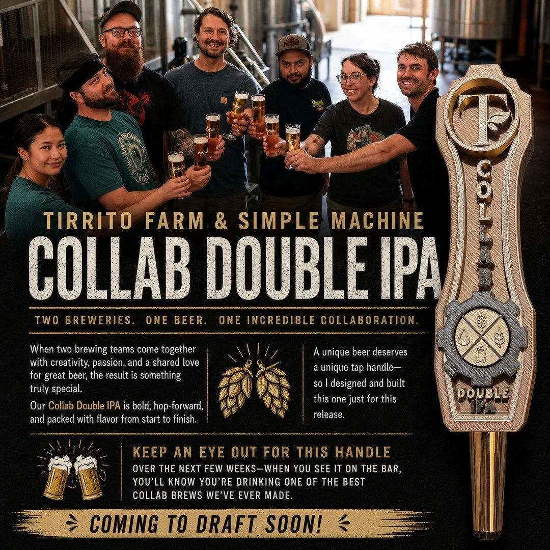 Two breweries. One beer. One incredible collaboration. 🍻⁠
⁠
When Tirrito Farm and Simple Machine Brewing get together, you know it&rsquo;s going to be something special.⁠
⁠
Our new Collab Double IPA brings together the creativity and passion of both