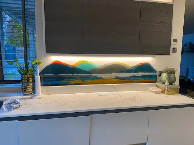 Jo Vincent cut out mountains glass splashback
