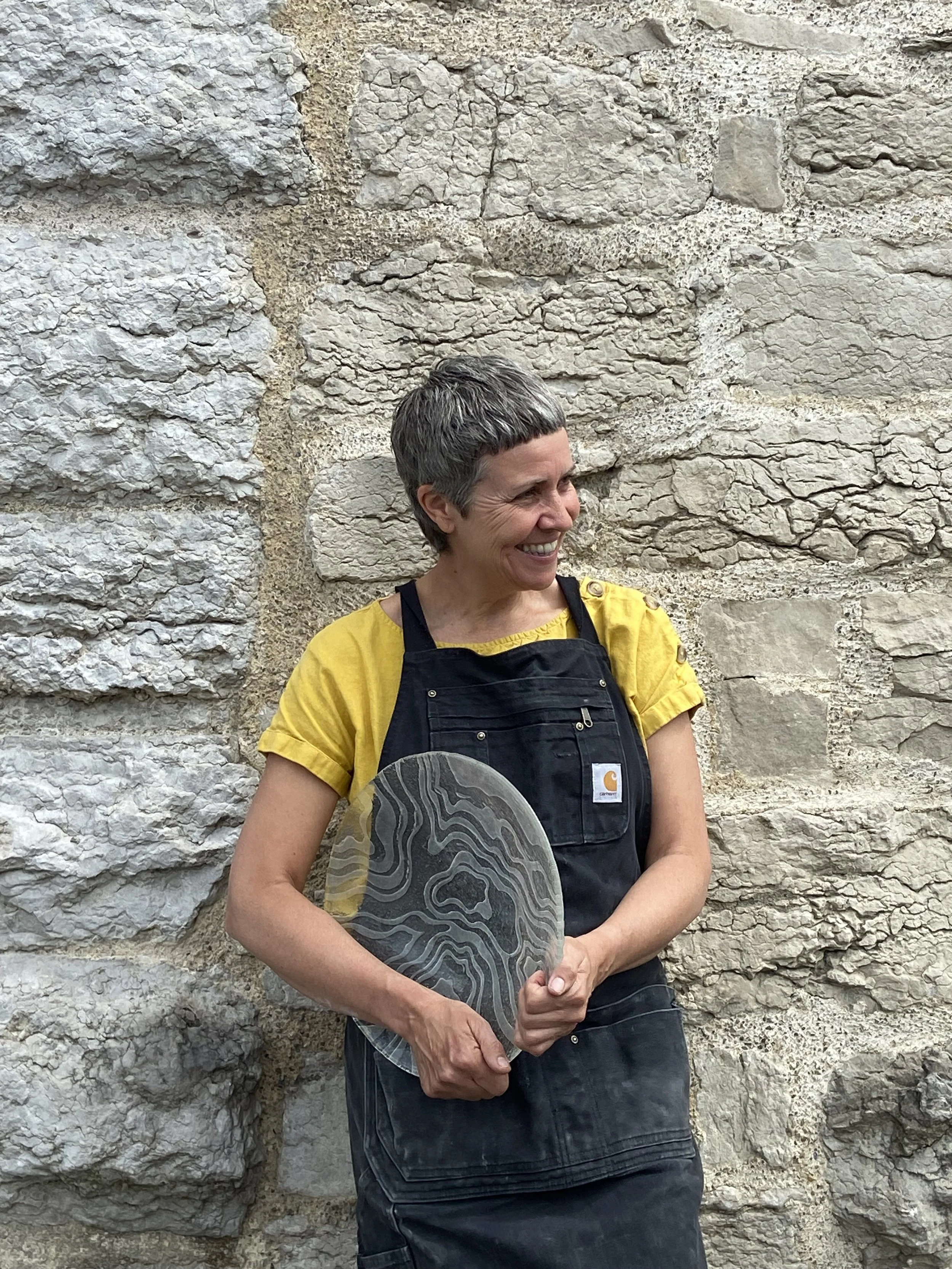 Jo Vincent outside her Glass Studio in Kendal