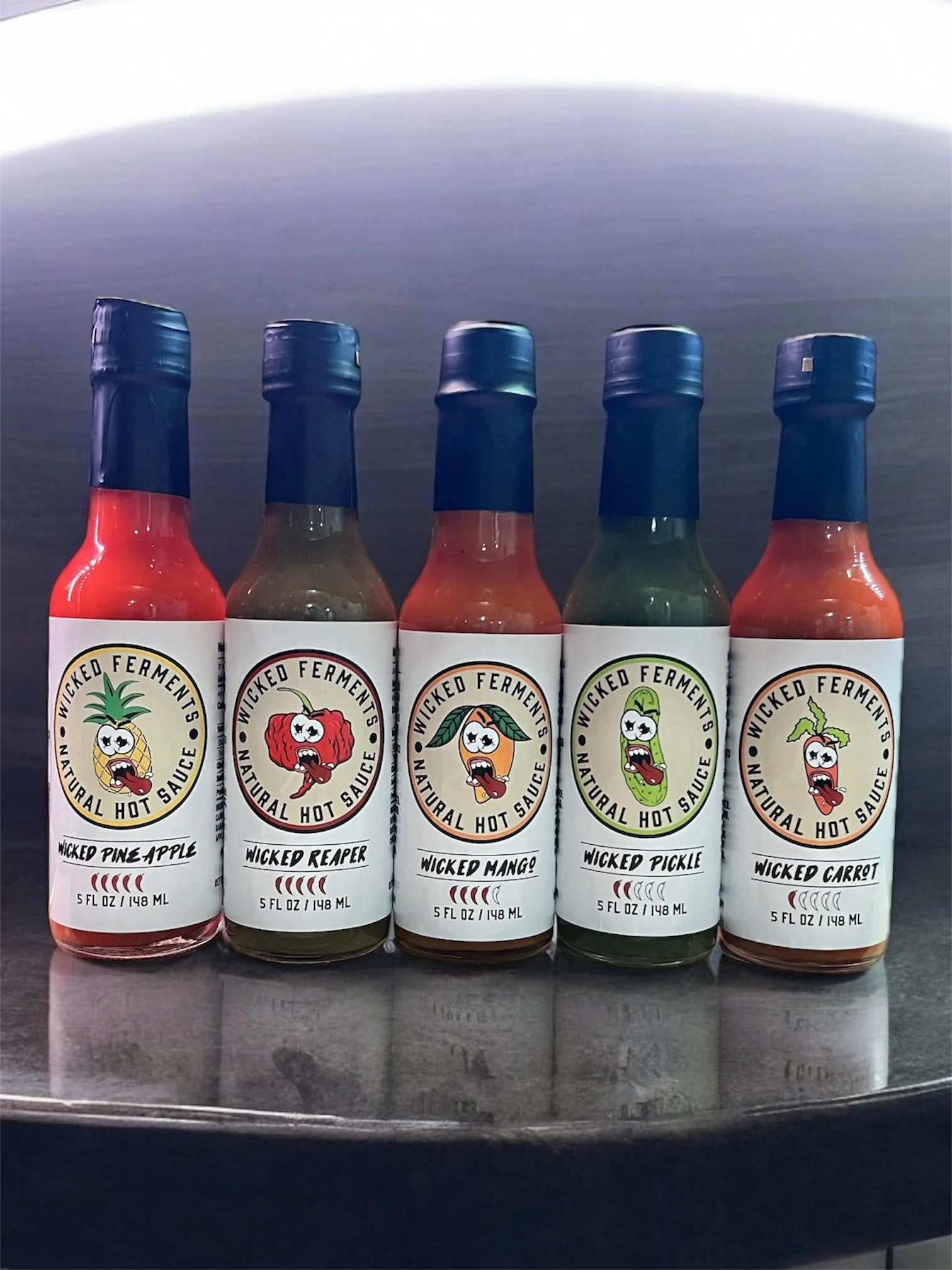 product photo of 5-pack wicked ferments hot sauce