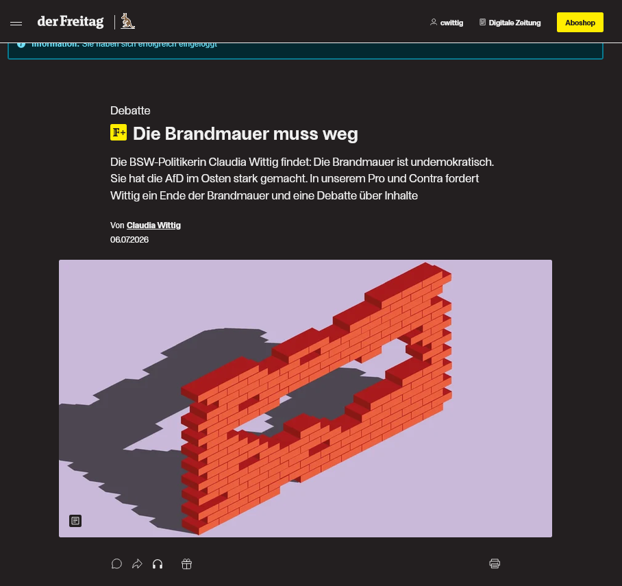 Die Brandmauer muss weg