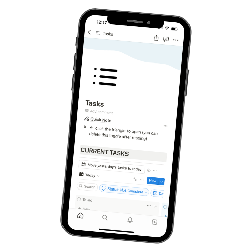 Task & To do lists Dashboard within the All-in-one Work Productivity Dashboard Notion Template