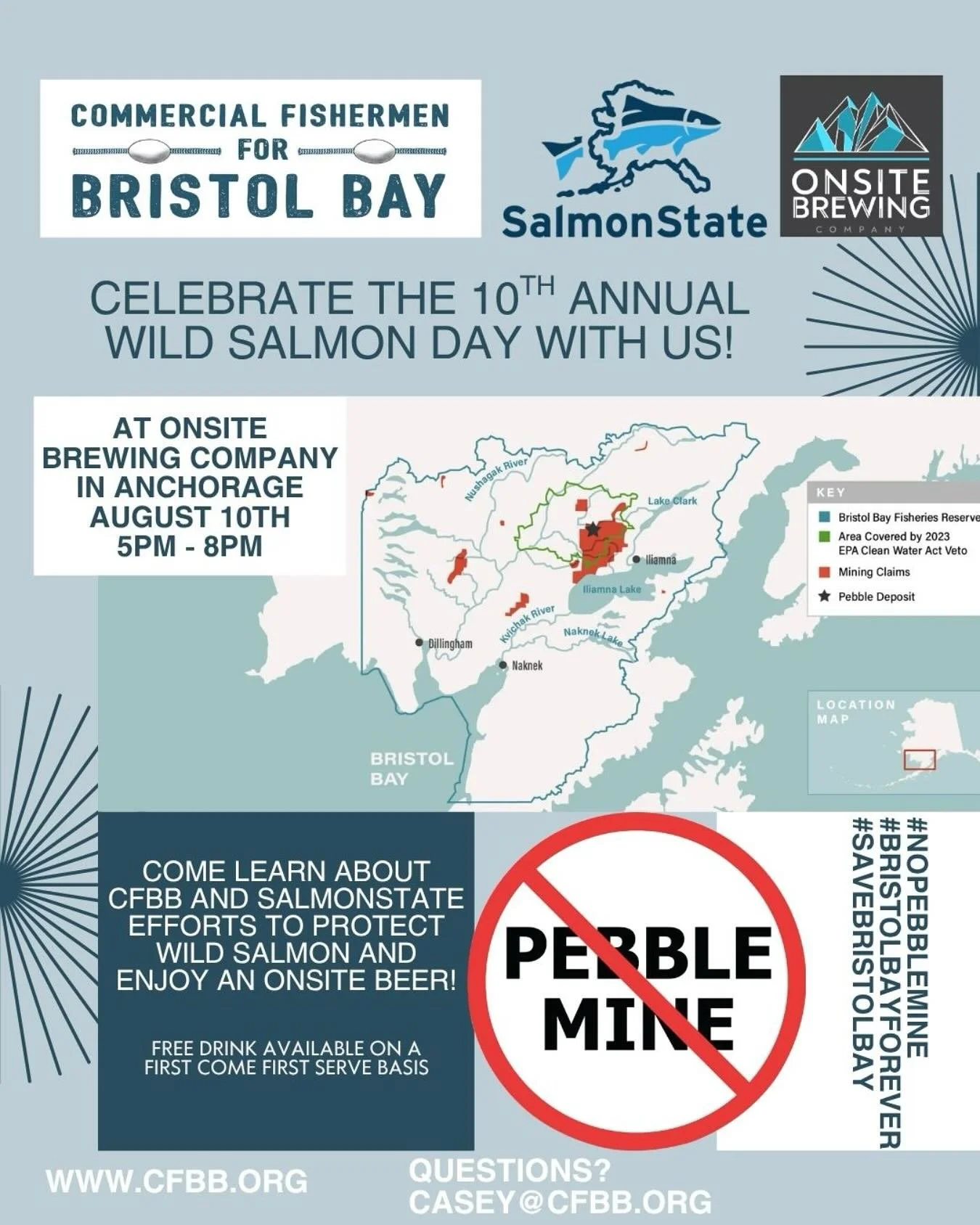 Weekend plans? Come visit us and @salmonstateak over at @onsitebrewingco this Sunday, August 10th to celebrate the 10th annual Wild Alaskan Salmon Day! 
Learn how our organizations are advocating to protect salmon habitat and how you can participate 