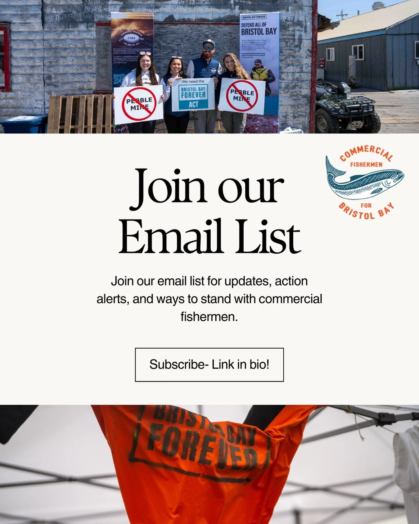 Protect Bristol Bay. Stand with commercial fishermen. 🐟🐟

Join our email list for updates, action alerts, and ways to take action to protect Bristol Bay &mdash; delivered straight to your inbox.
👉 Sign up, link in bio!
#cfbb #alaska #commercialfis