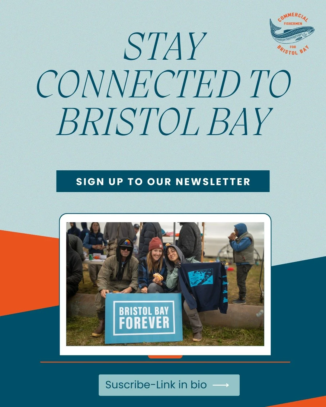 Stay connected to what matters. 🐟

From the people who fish these waters to the work being done to protect them, there&rsquo;s always more to learn and more ways to get involved.

Sign up for our newsletter to get updates straight from Bristol Bay.
