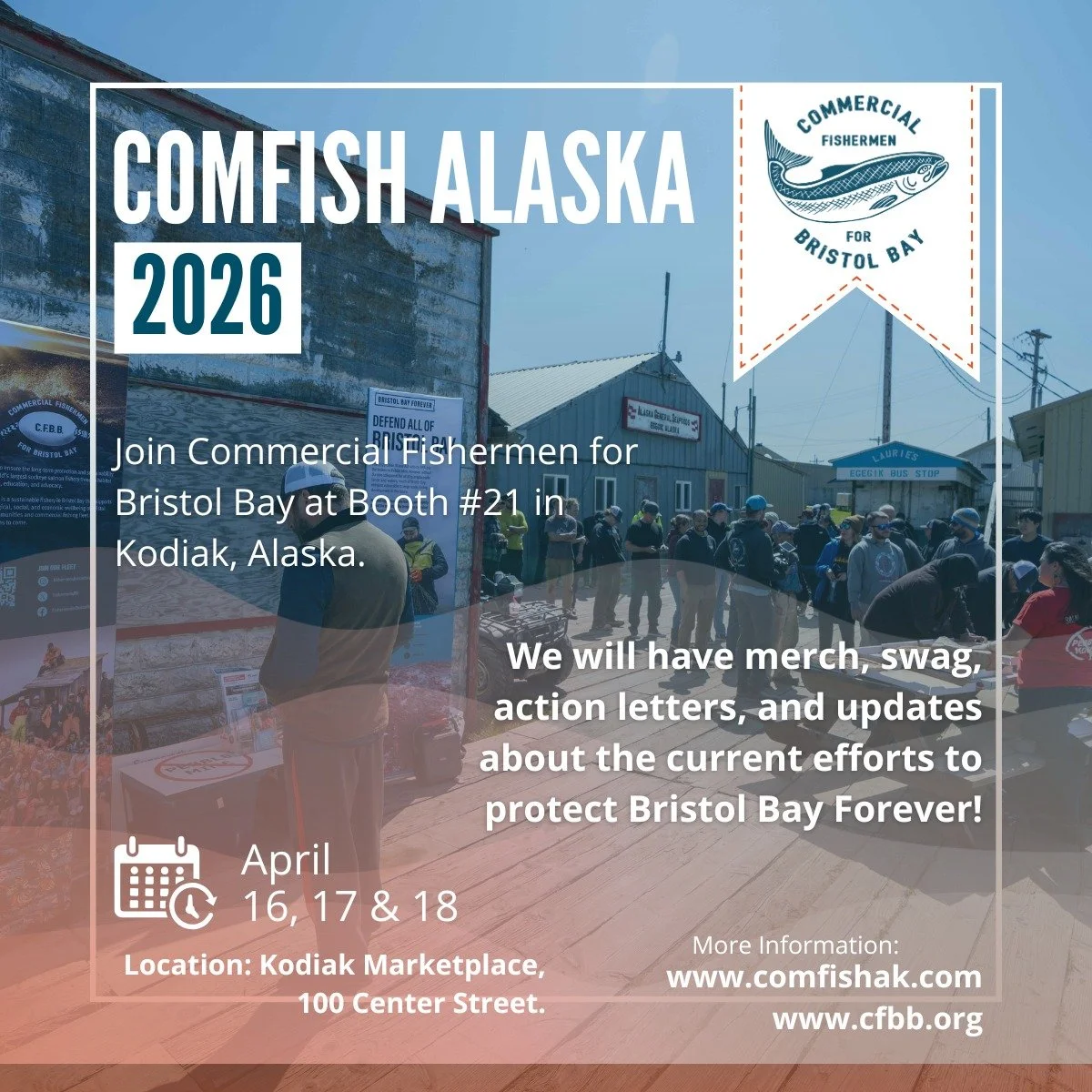 We&rsquo;re headed to Kodiak.

ComFish is just around the corner and we&rsquo;re looking forward to connecting with the fishermen, crews, and community that make this fishery what it is.

Join us Thursday, April 16th from 6&ndash;8 PM at Kodiak Islan