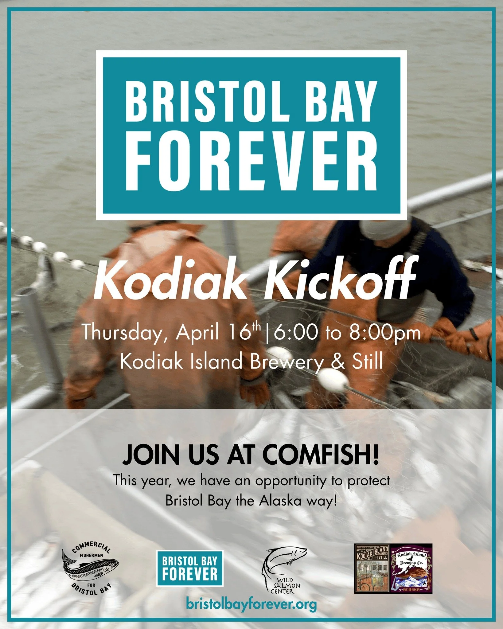 We&rsquo;re here in Kodiak for ComFish! 🐟

Come find us tonight from 6&ndash;8 PM at Kodiak Island Brewing and Still (117 Lower Mill Bay Road). 

Talk story, connect with the community, and learn more about the work to protect Bristol Bay.

See you 