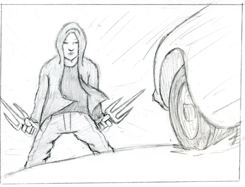 Ninja Killface character drawing by Daryl Della