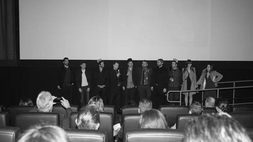 The cast and crew of Am I See You? at the 2020 premiere