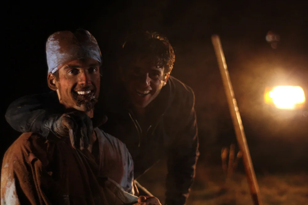 Gino Vigil and Michael Martin on the last day of shooting Dead Right II