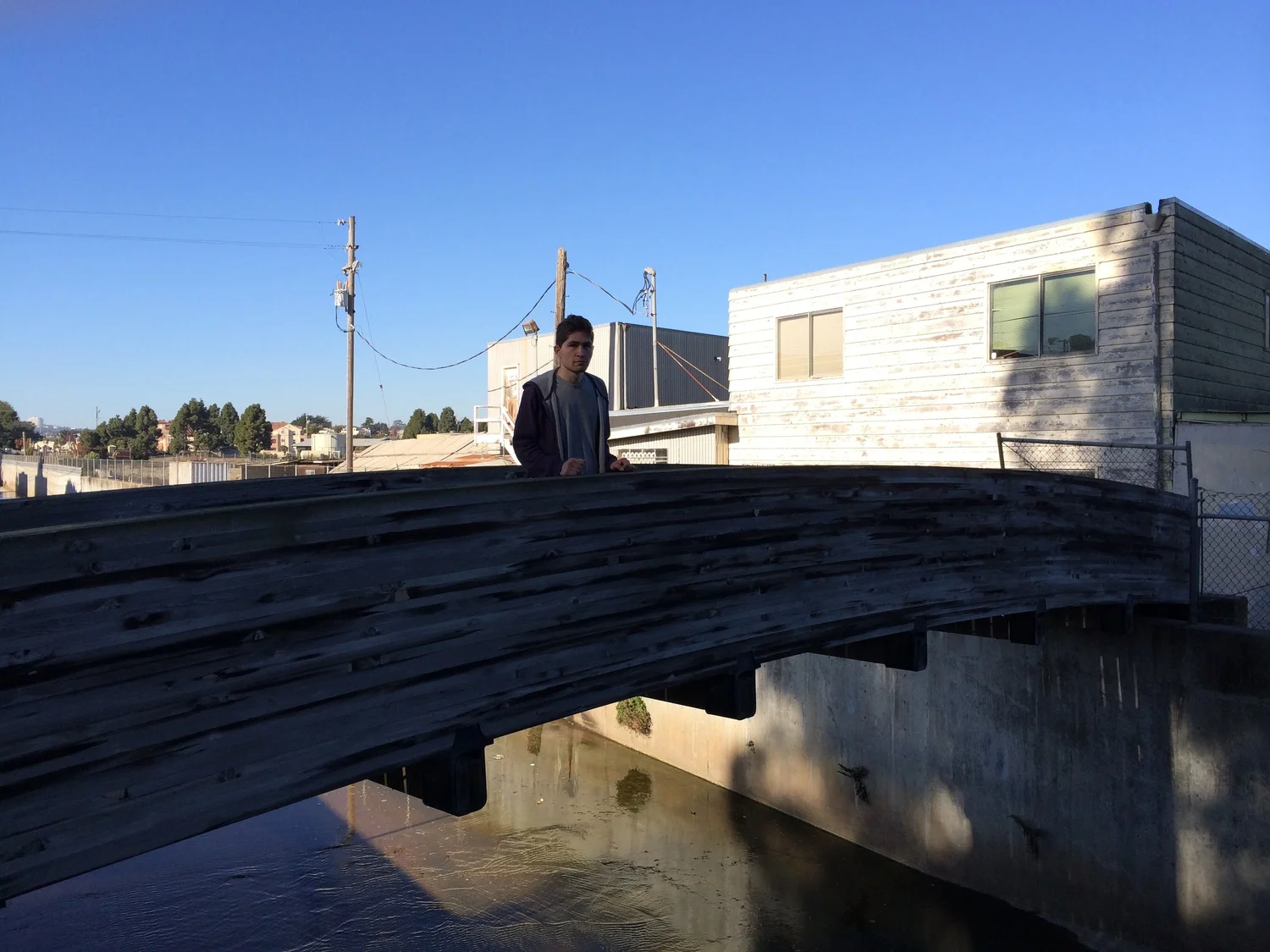 Lorenzo Ocon location scouting the Orange Park bridge used in Still Walking