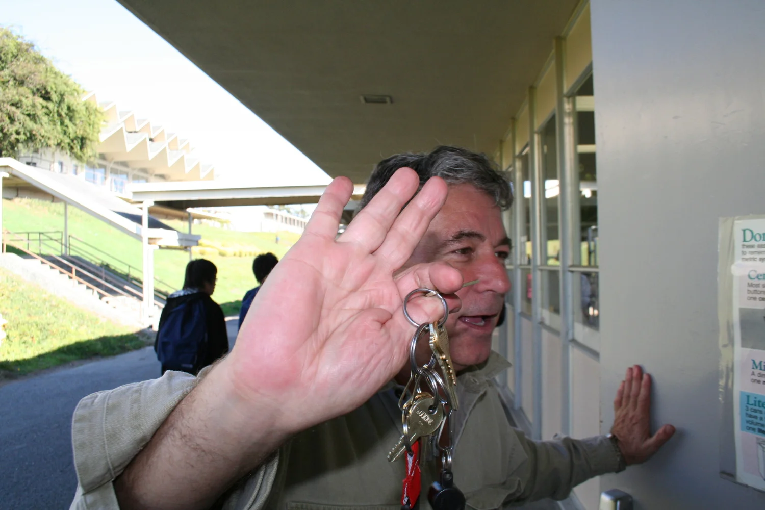 Bob Garrett closing the door of his classroom