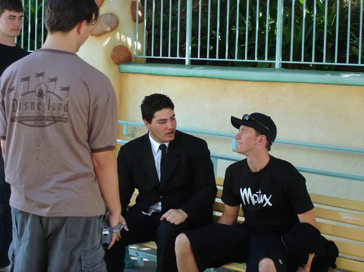 Filming Ninja Killface Goes to Disneyland on a bench in Toontown
