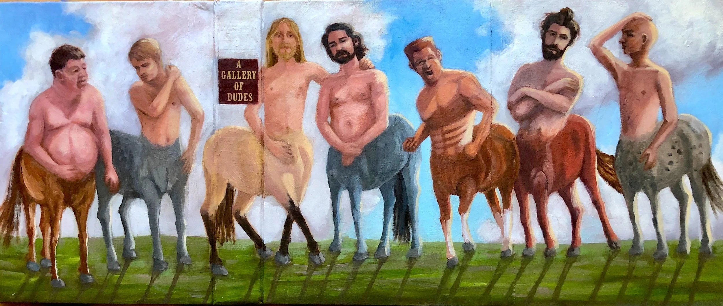 Mary Jean Canziani   
   A Gallery of Dudes  (Oil on Detached Book Covers) 
  9 x 23 
   $800