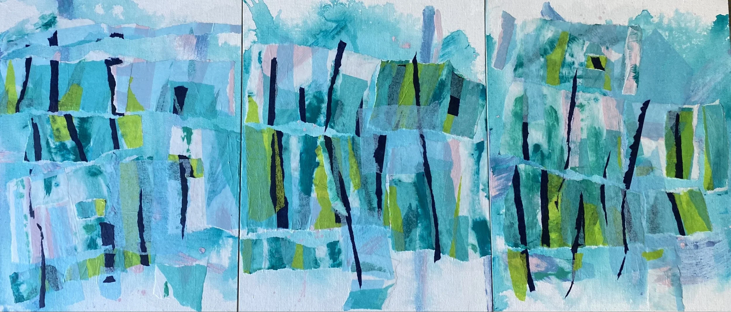 Amy Rubinger   
   Morning Run  (Acrylic and collage) 
  16 x 40 
   $500