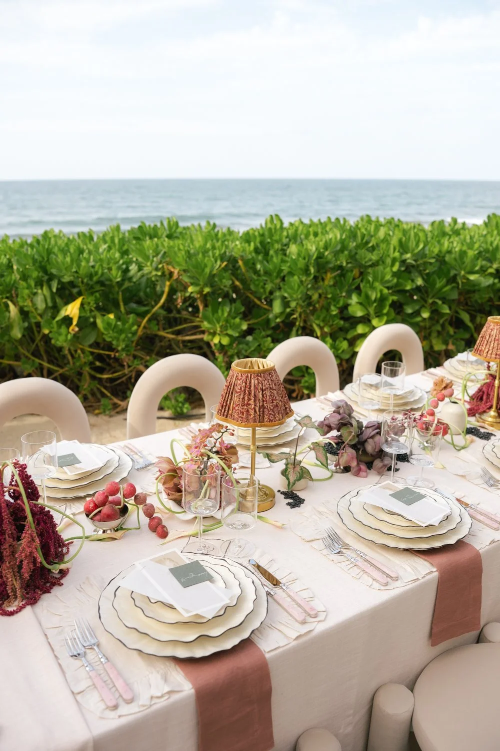 Aesthetic destination wedding in Mexico with sculptural florals and ocean views photographed by Mexico destination wedding photographer Victoria Kait