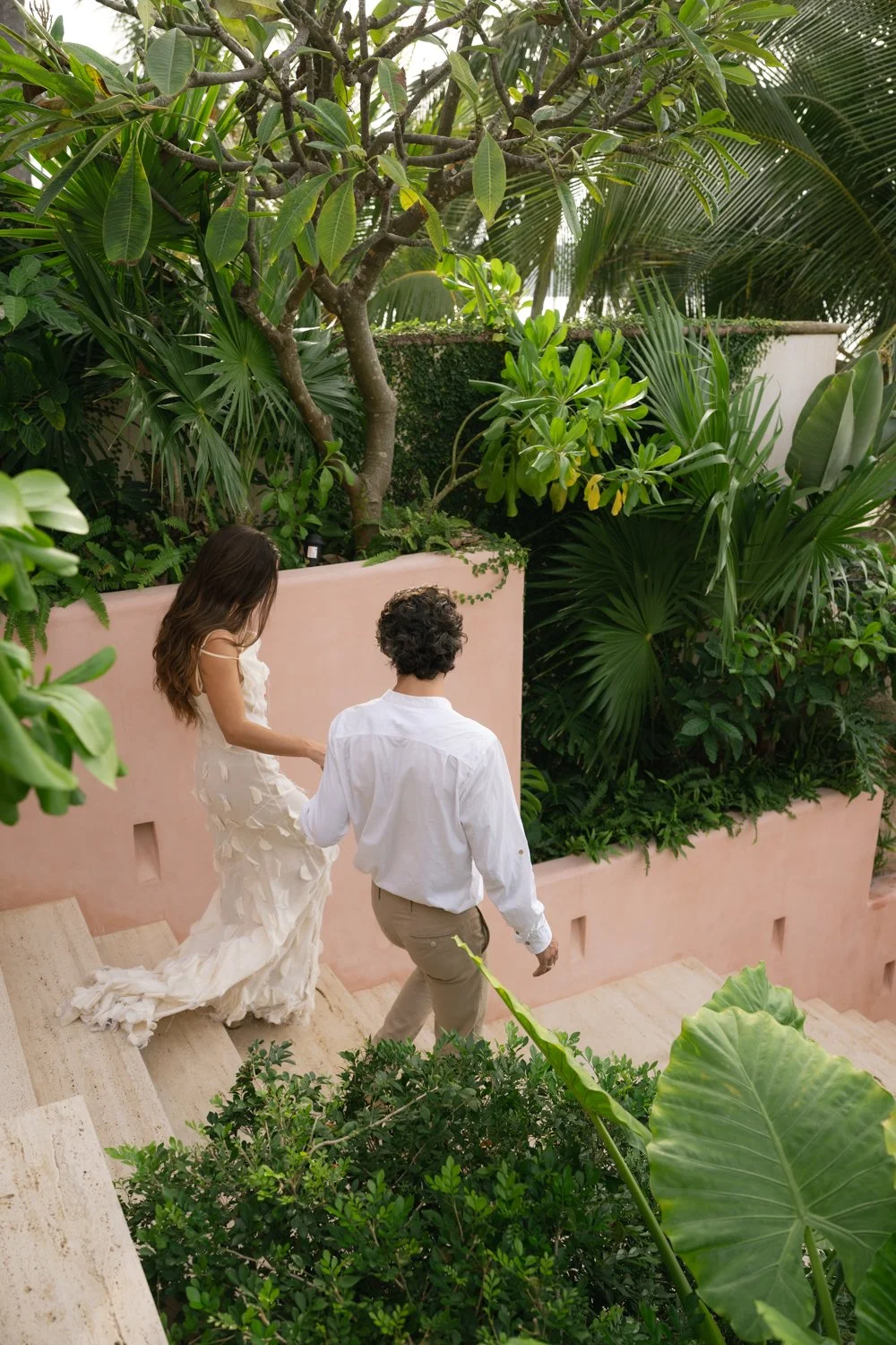 Aesthetic destination wedding in Mexico with sculptural florals and ocean views photographed by Mexico destination wedding photographer Victoria Kait