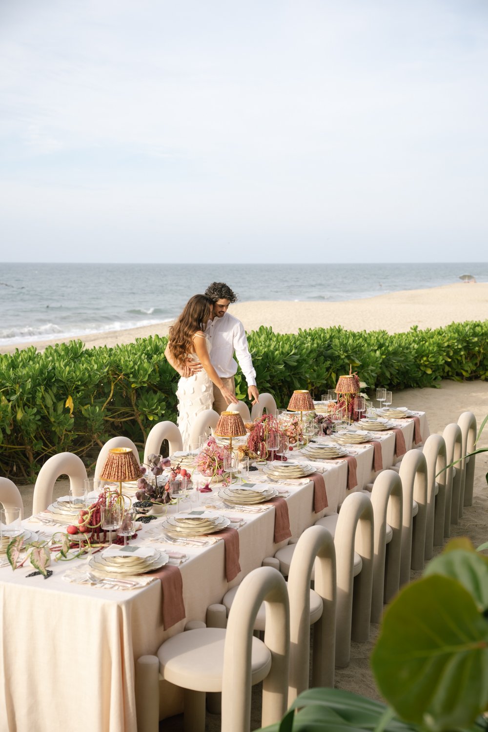 Editorial beach wedding inspiration in Mexico featuring modern ceremony design and soft coastal colors photographed by destination wedding photographer Victoria Kait