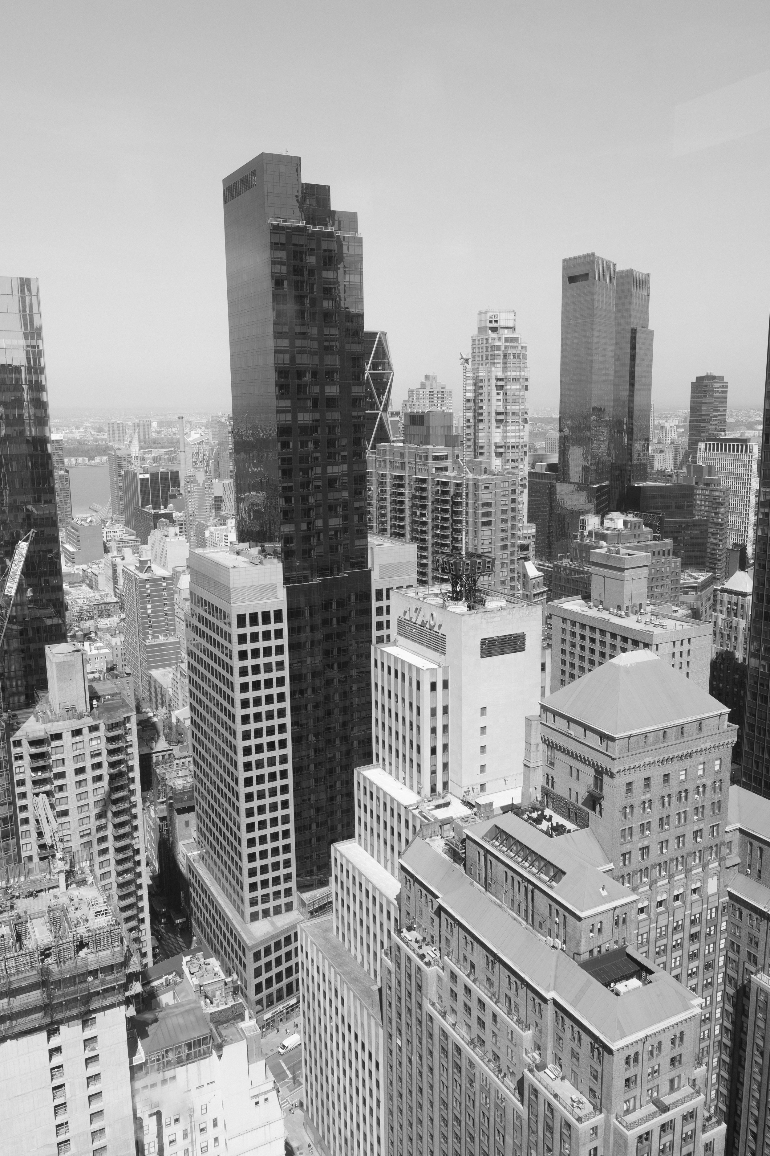 view from a window onto the streets of Manhattan