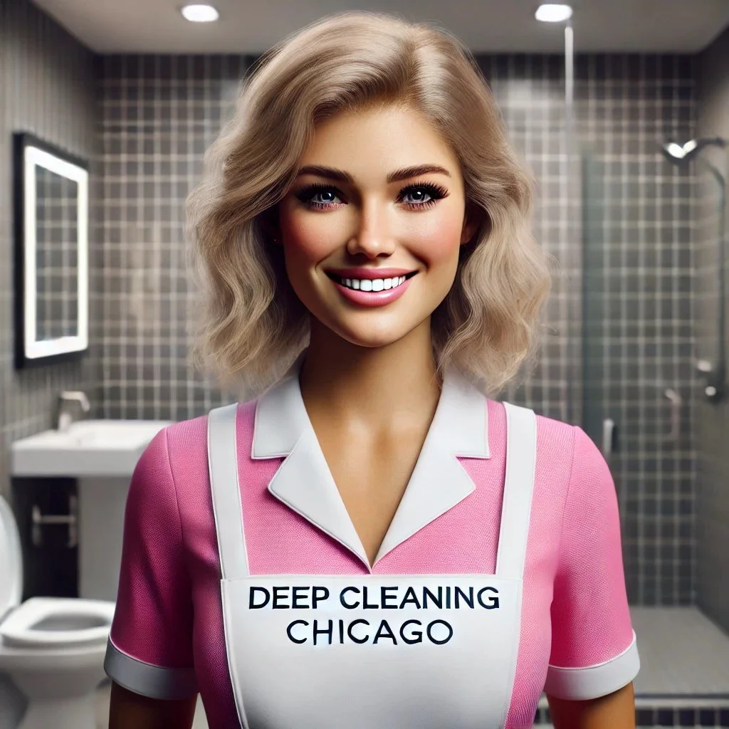 A professional cleaner collects the supplies needed to clean the toilet.