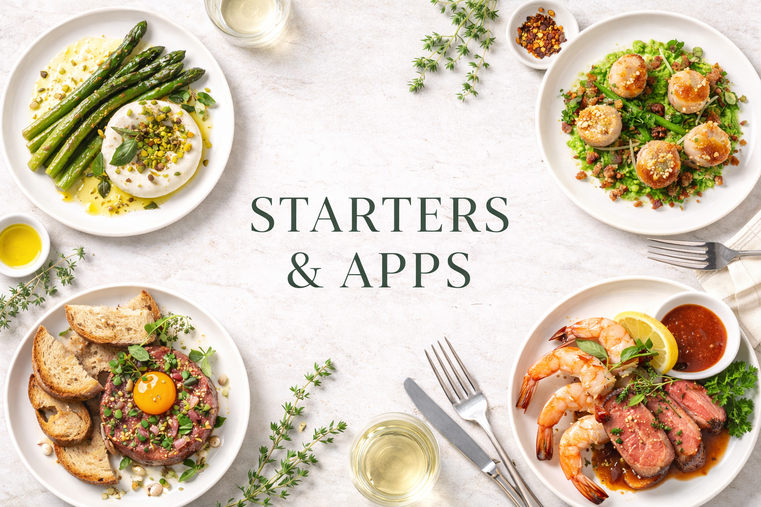 An opening gesture—light, deliberate, and designed to set the rhythm of the meal.
