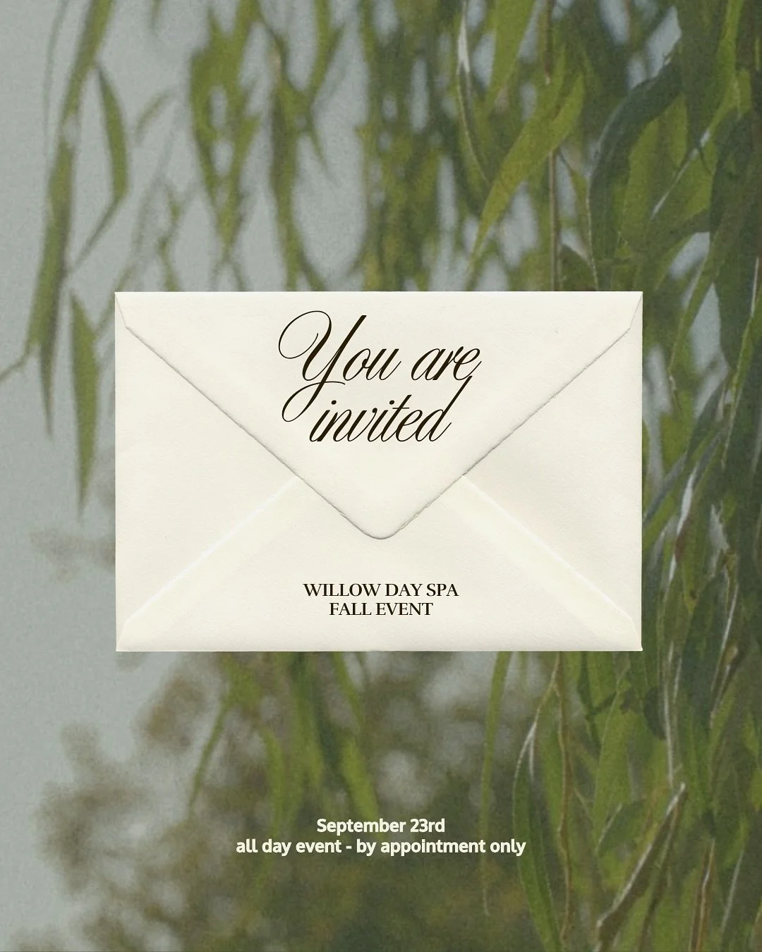 🍂✨ Sip, Savor, &amp; Self-Care ✨🍂

You&rsquo;re invited to an exclusive fall event at Willow &mdash; designed for cozy vibes, glowing skin, and elevated self-care.

Here&rsquo;s what&rsquo;s waiting for you:

💆 15&ndash;30 min service of your choi