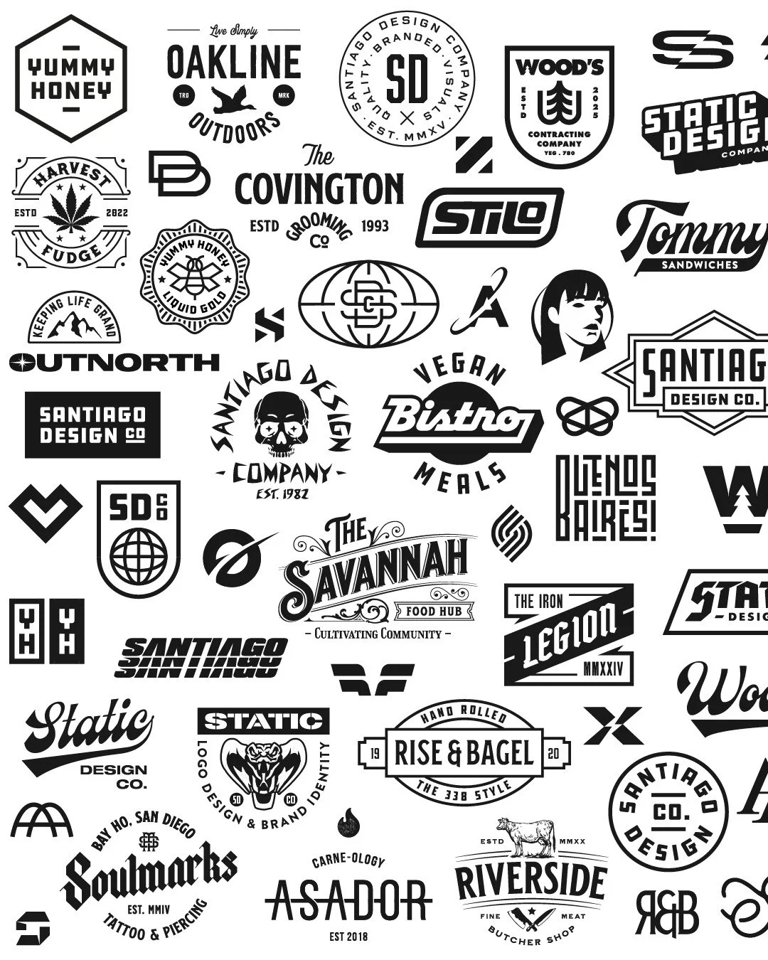 A selection of logos I&rsquo;ve created over the years. 
This is my archive. A snapshot of the work that shaped Santiago Design Co.

#LogoDesign #VisualIdentity #BrandIdentity #VintageLogo #LogoArchive #DesignInspiration #IdentityDesign #BadgeDesign 