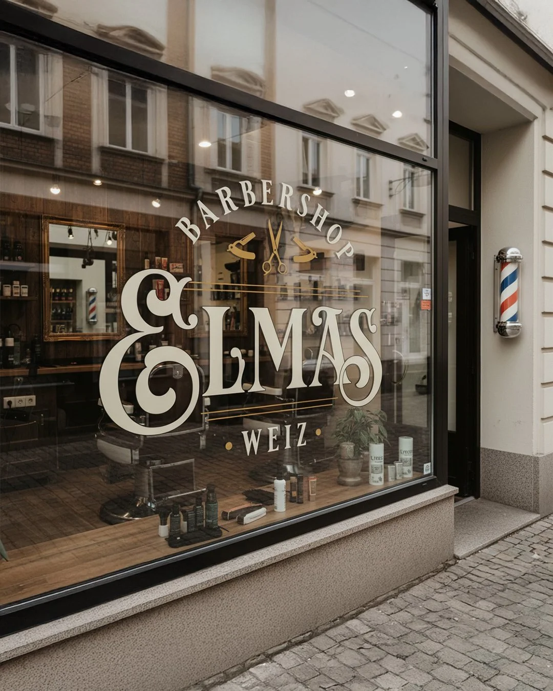 A new identity for Elmas Barbershop

A bold, heritage-inspired logo system built around custom typography, traditional barber symbols, and a warm black and gold palette.

#BarbershopBranding #VintageLogo #RetroBranding #LogoDesigner #BrandDesign #Vis