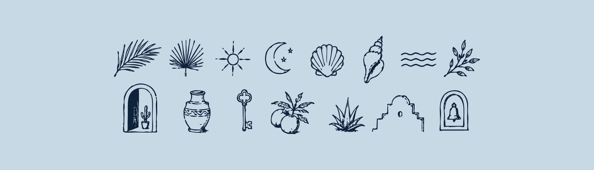 Icon set design for Palmera Boutique Hotel in Tulum, Mexico.
