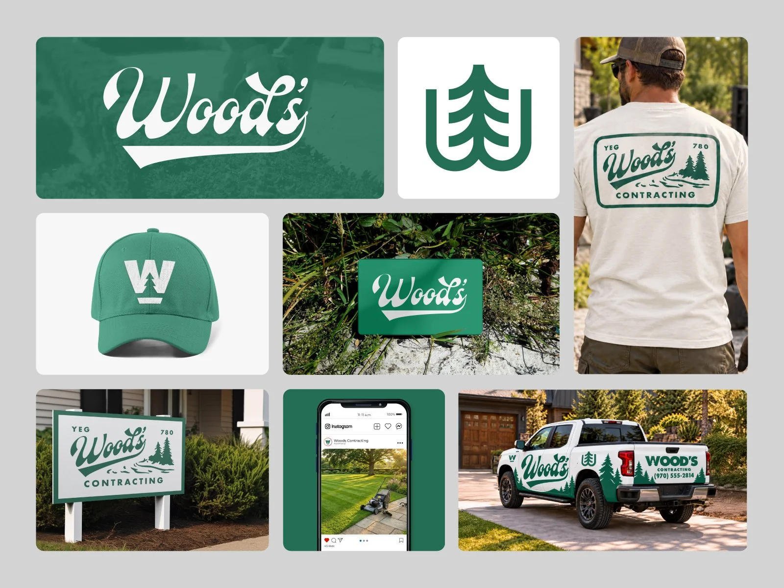 Woods landscaping contracting brand identity
