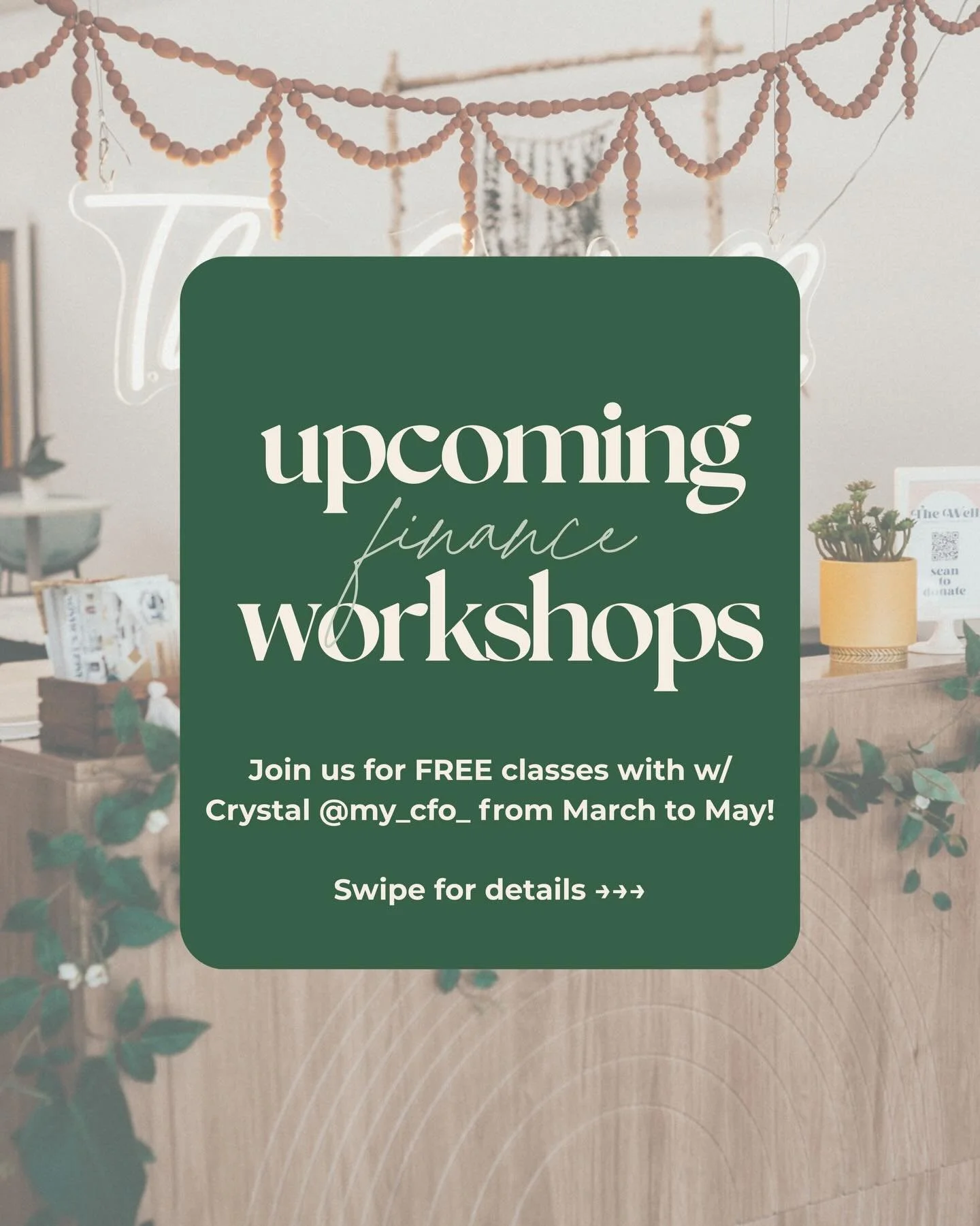 Money stress is real &amp; you don&rsquo;t have to navigate it alone. 💛

We&rsquo;re hosting a FREE finance workshop series with Crystal Noell from @my_cfo_ to help you gain practical tools and confidence with your money.
Whether you&rsquo;re intere